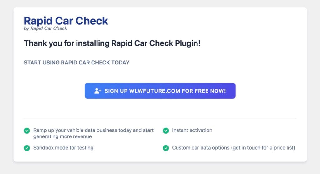 Rapid Car Check Wordpress plugin - Developer API Tool for UK Car and Vehicle Checks 2 rapid car check screens 9