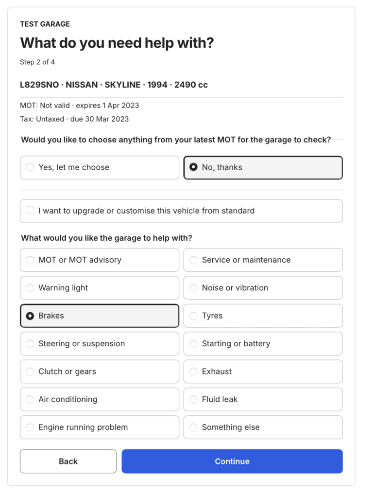 Choose the work your vehicle needs