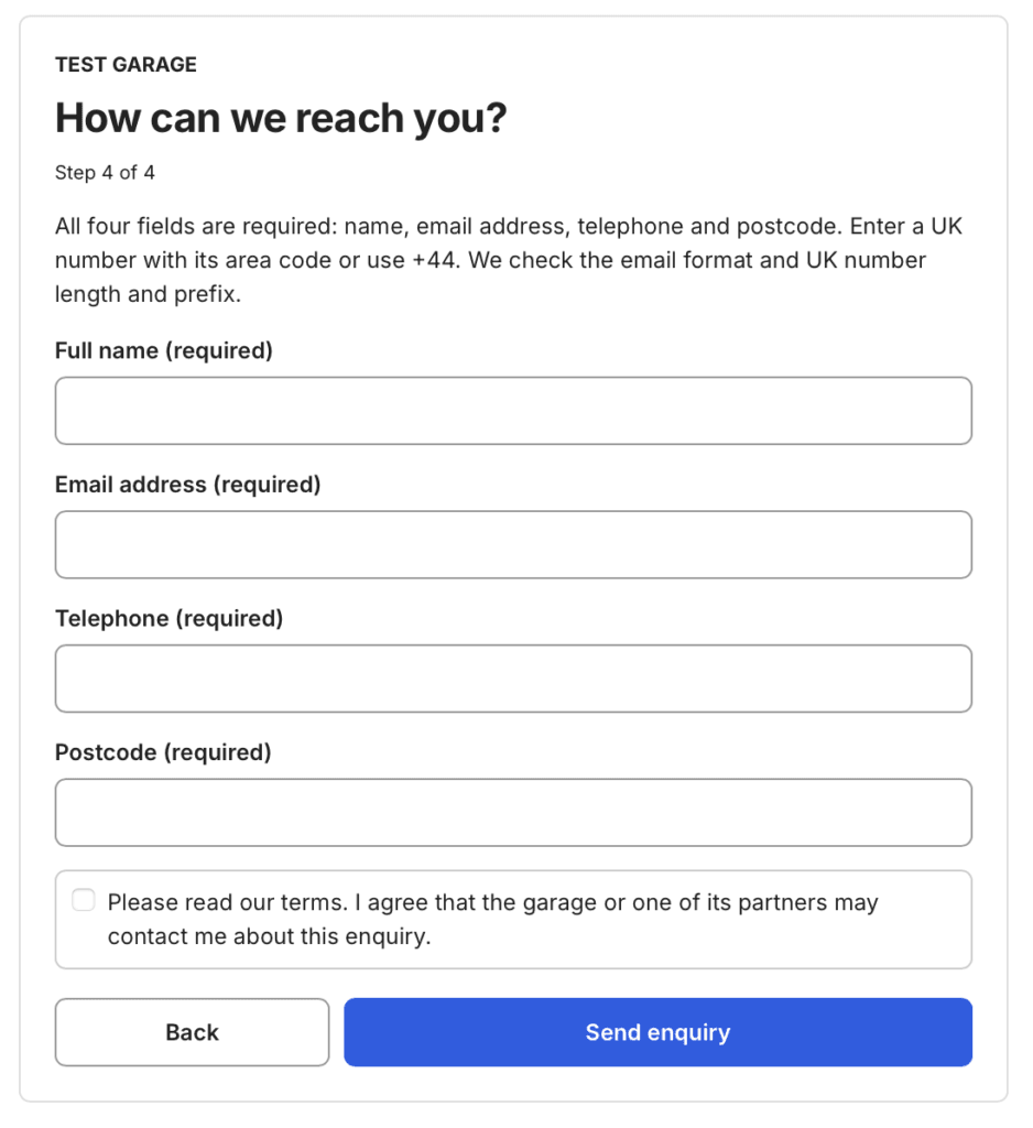 Send contact details and consent